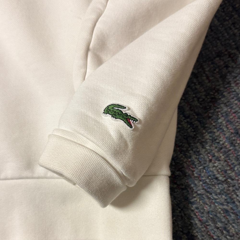 Lacoste White Crewneck Sweater with Blue Logo - Picture 2 of 3